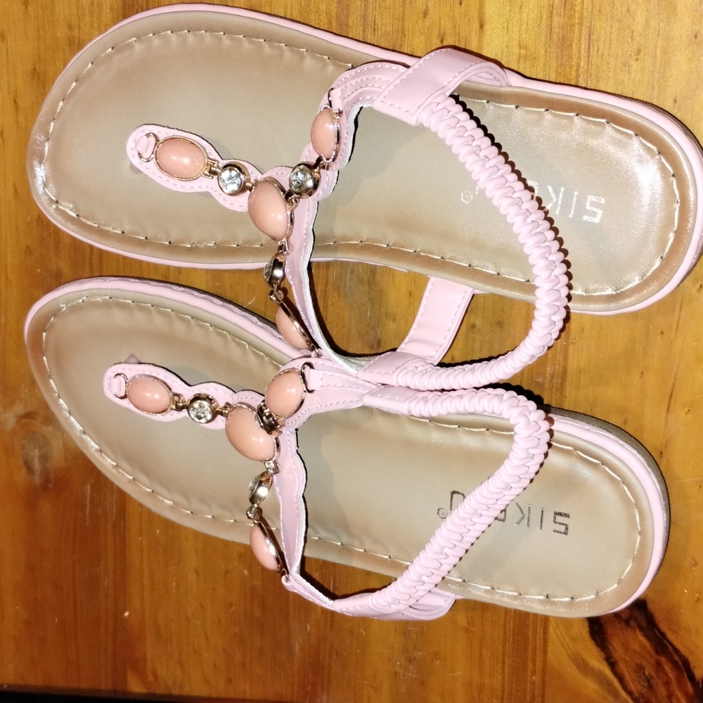 Siketu Pink Tong Beaded Strap Sandals Size 39 Eu Size
